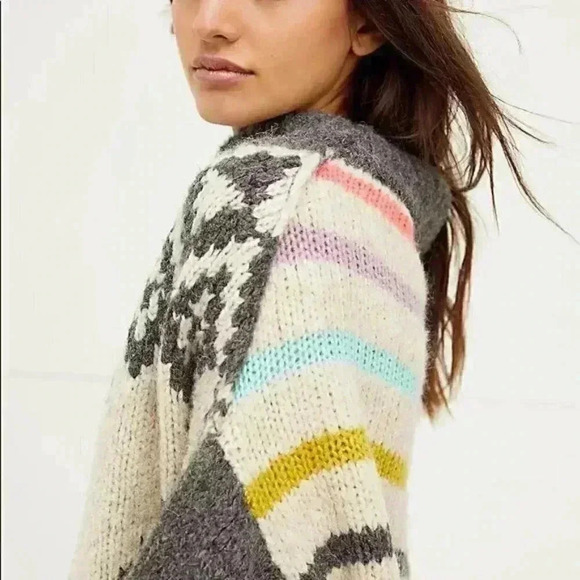 Free People New Nordic Stripe Pullover Sweater - Picture 6 of 8